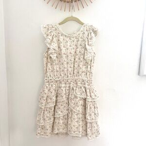 LoveShackFancy Floral Ruffle Kids Dress - Cream
